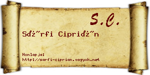 Sárfi Ciprián névjegykártya